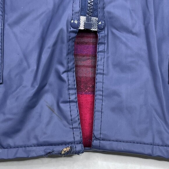 Misty Harbor Vintage Any Weather Slicker Hooded Raincoat Navy Red Plaid Size L - Picture 8 of 11
